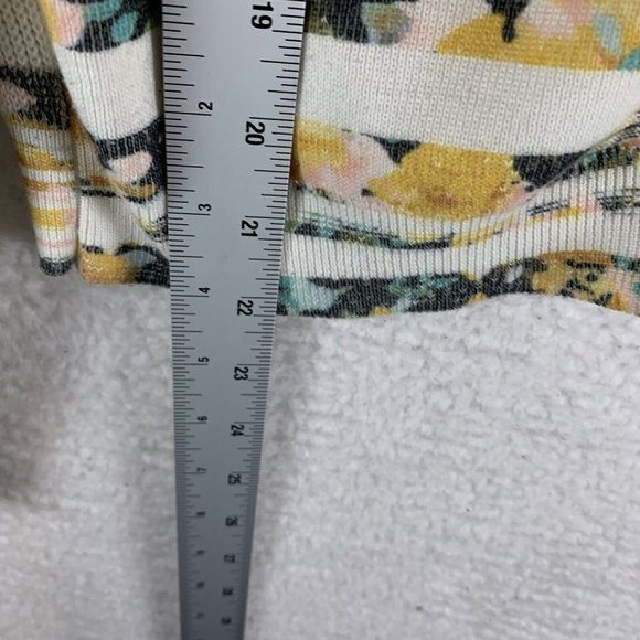 Anthropologie Moth Sweater Womens Medium White Striped Knit Floral Full Zip 7779 - Picture 5 of 8